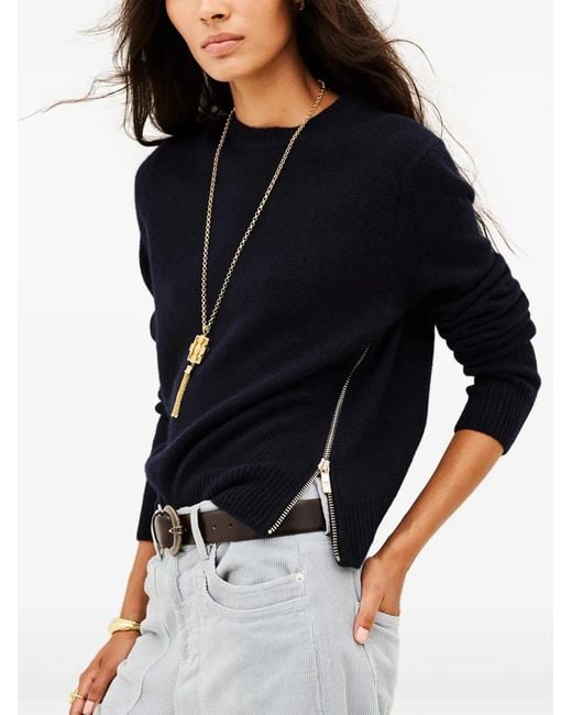 Ba&sh Blue Cheyla Side-Zip Sweater