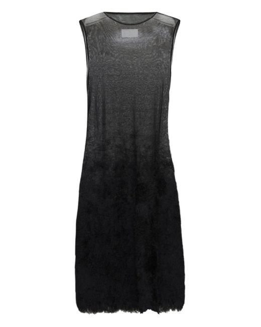 Maison Margiela Black Sleeveless Sheer-Top Midi Dress