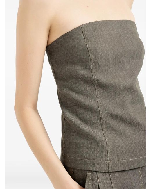 Brunello Cucinelli Green Denim-Effect Bandeau Top