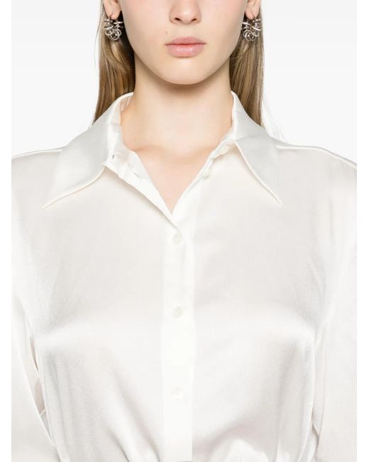 Alberta Ferretti White Hemd Mit Spitzem Kragen