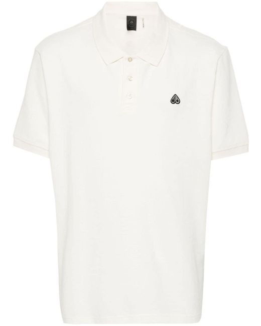 Moose Knuckles White Piqué Cotton Polo Shirt for men