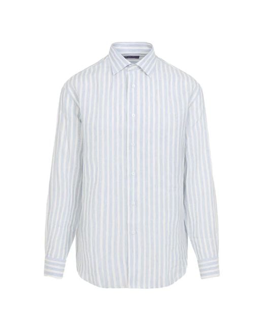 Ralph Lauren White Vertical-Stripe Shirt for men