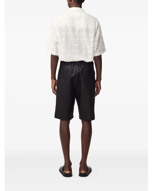 NN07 Gray Darted Linen Shorts for men