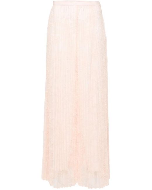 Twinset Pink Pleated Lace Palazzo Pants