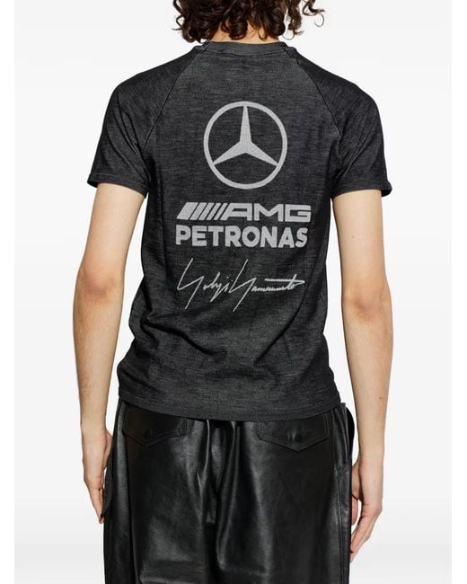 Y-3 Black X Amg Pretronas Mercedes Logo-Print T-Shirt for men
