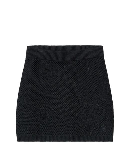 Amiri Black Floral Crochet Mini Skirt