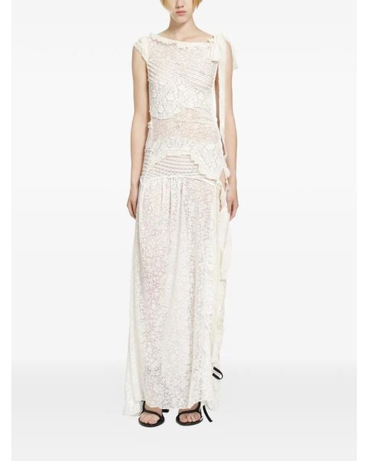 Daisy London White Flocked Frilled Maxi Dress