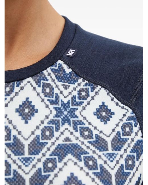Helly Hansen Blue Patterned Base-Layer Top