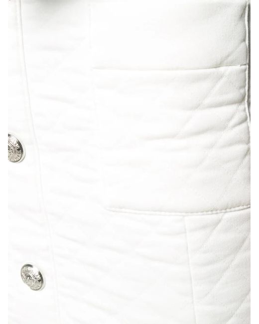 Balmain White Mini High-waisted Quilted Skirt