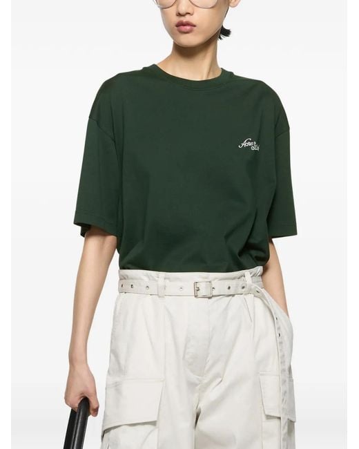 Acne Green Jersey T-Shirt With Logo