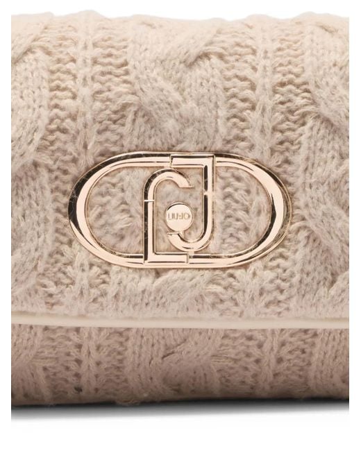 Liu Jo Natural Medium Lapuffy Cable-Knit Cross Body Bag
