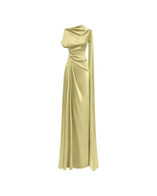 Gemy Maalouf Metallic Asymmetrical Draped Dress