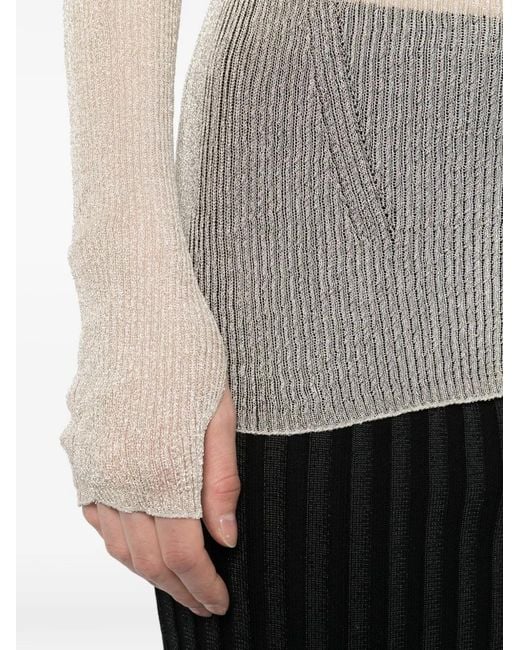CFCL White Metallic-Effect Ribbed Top