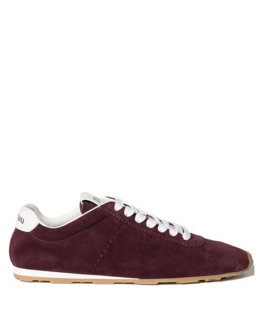 Miu Miu Purple Plume Sneakers Aus Wildleder