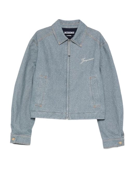 Giacca Con Zip E Logo di Jacquemus in Blue da Uomo