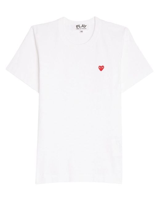 COMME DES GARÇONS PLAY White T-Shirt mit Herzstickerei