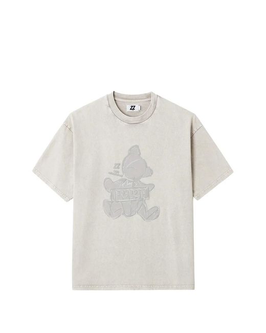Izzue Gray Embossed-Graphic T-Shirt for men