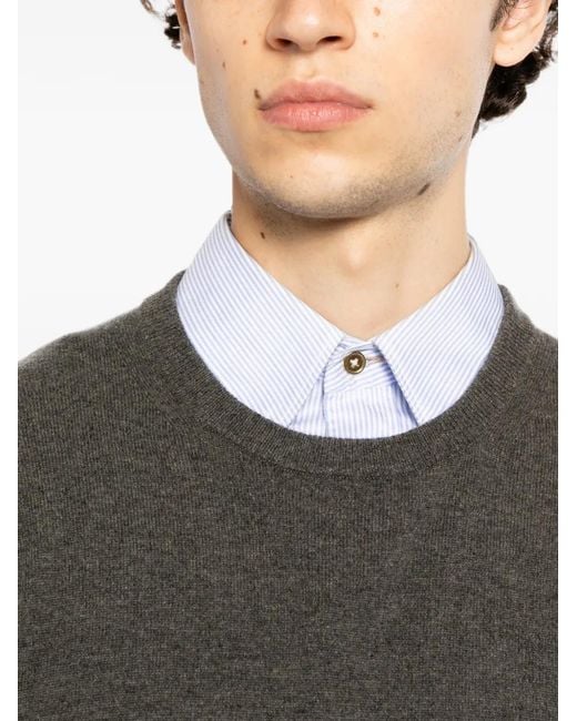 N.Peal Cashmere Gray Oxford Cashmere Sweater for men