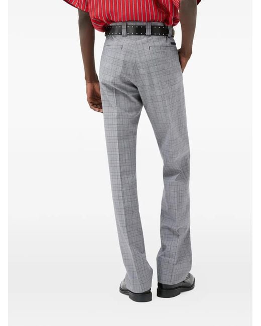 Versace Gray Prince Of Wales Wool Pants for men