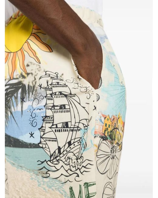 Amir Slama White Graphic-Print Elastic-Waist Shorts for men