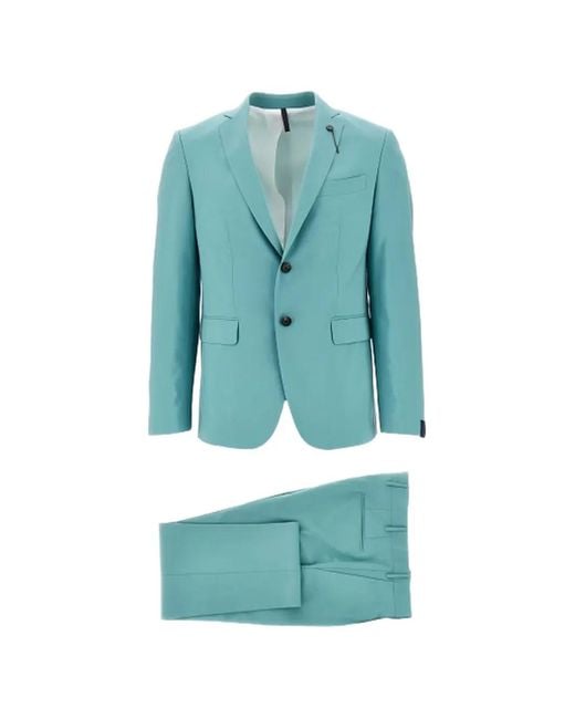 Santaniello Blue Single-Breasted Tailored Suit for men
