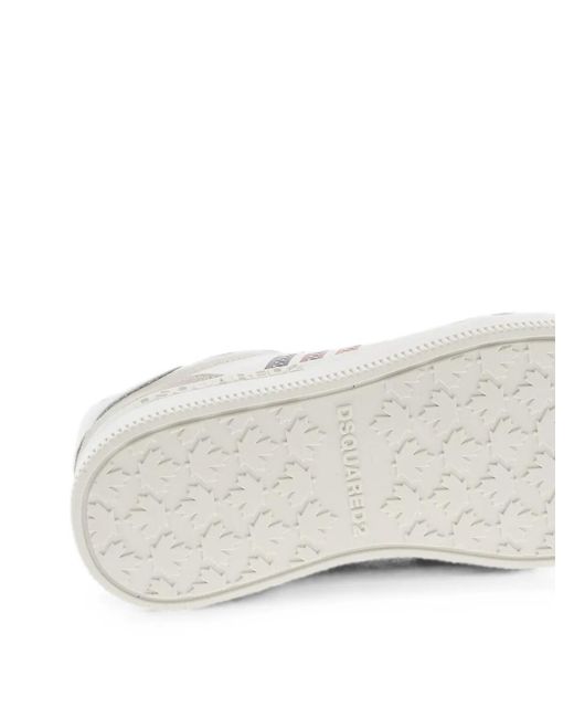 DSquared² White New Jersey Striped Leather Sneakers