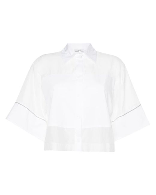 Peserico White Cropped Short-sleeves Shirt