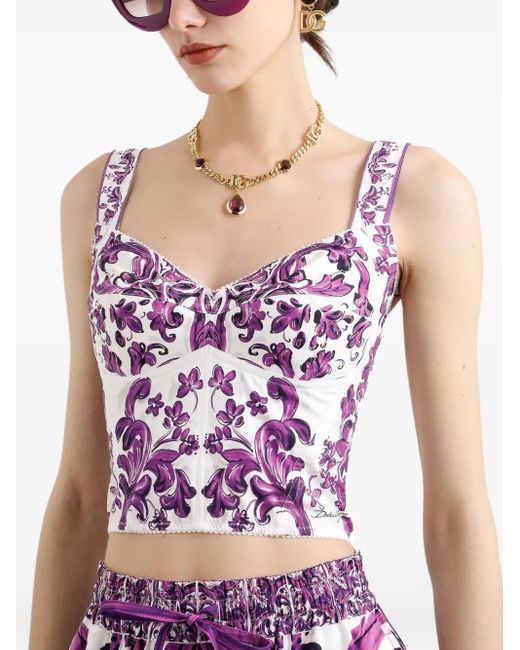 Dolce & Gabbana Purple 'Maiolica' Print Top