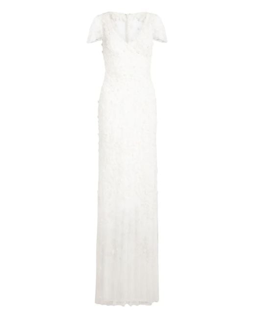 Jenny Packham White Sweet Juliet Floral-Lace Maxi Dress