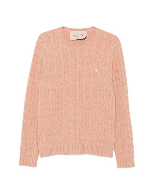 Valentino Garavani Pink Vlogo Signature Cable-Knit for men