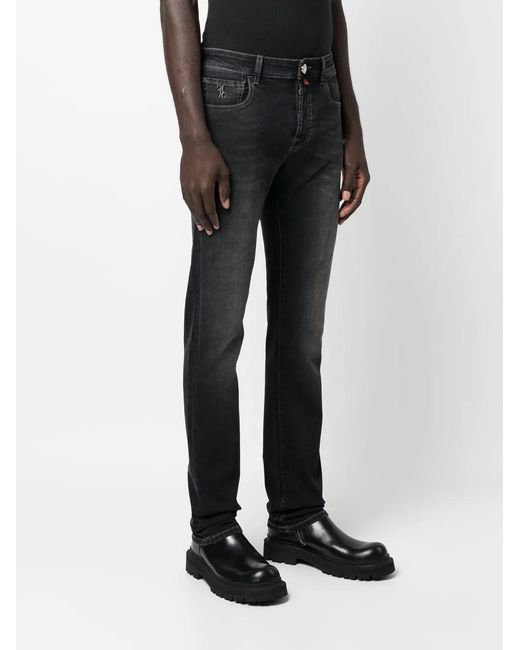 Billionaire Blue Logo-Patch Straight-Leg Jeans for men