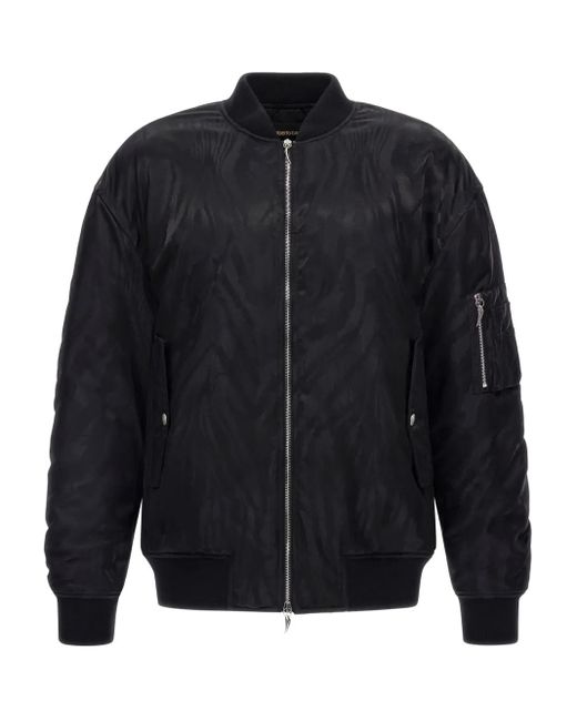 Roberto Cavalli Blue Zebra-Print Bomber Jacket for men