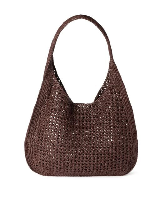 Miu Miu Brown Raffia-Effect Woven Shoulder Bag