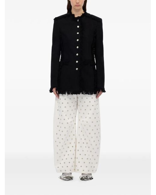 MSGM Black Fringed Buttoned Jacket