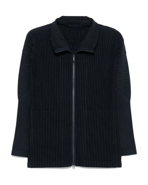 Homme Plissé Issey Miyake Black Pleated Shirt Jacket for men