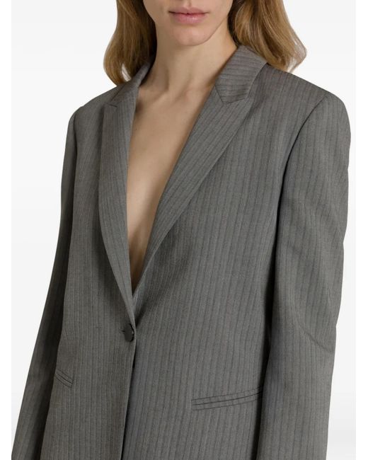 Alberta Ferretti Gray Pinstripe Single-Breasted Blazer