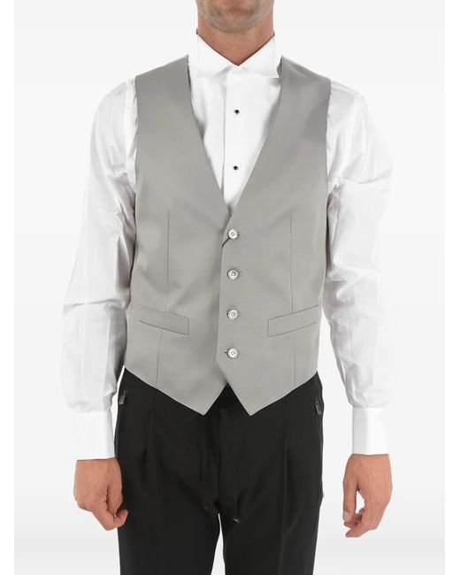 Corneliani Gray Single-Breasted Satin Waistcoat for men