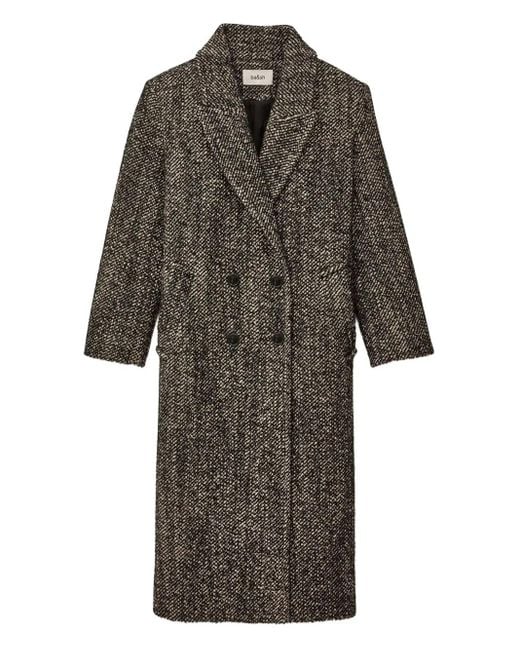 Ba&sh Gray Voxlow Double-Breasted Patterned Coat