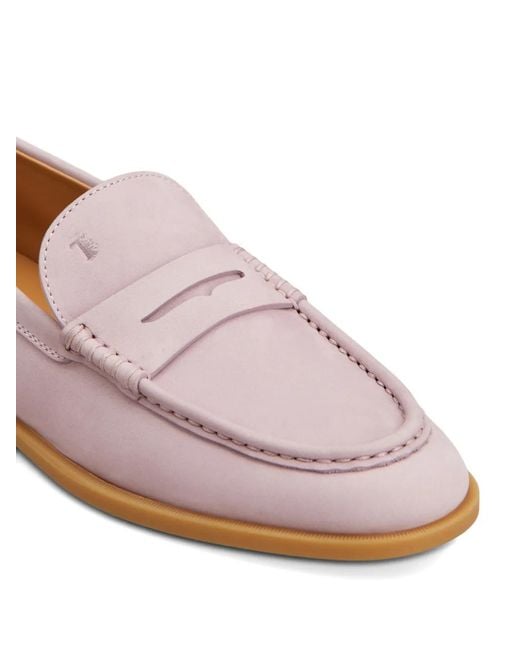 Tod's Pink Penny-Slot Leather Loafers