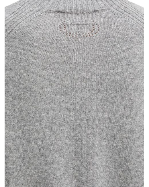 Twinset Gray High-Neck Wool Sweater