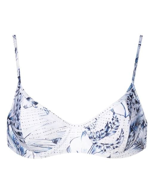 Lygia & Nanny Blue Palm-Tree Print Bikini Top