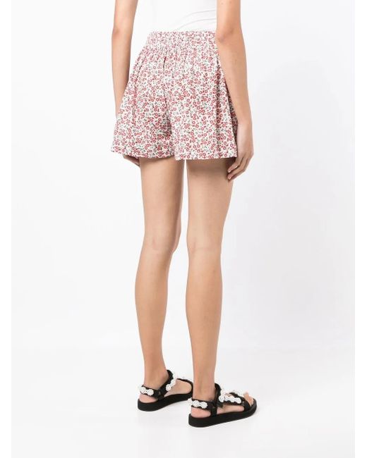 Bambah Red Floral-Print Shorts