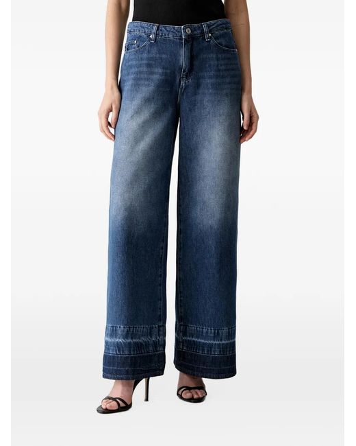 Karl Lagerfeld Blue Faded Wide-Leg Jeans