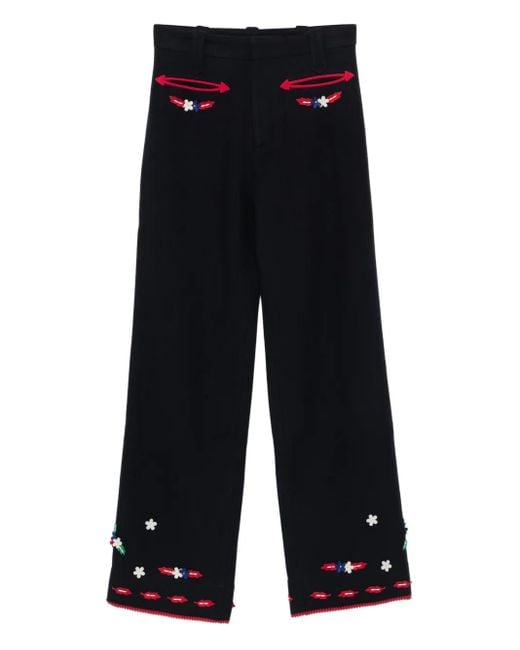 Bode Blue Carroll Flowers Trousers