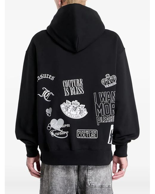 Pleasures Black Logo-Detail Hoodie for men