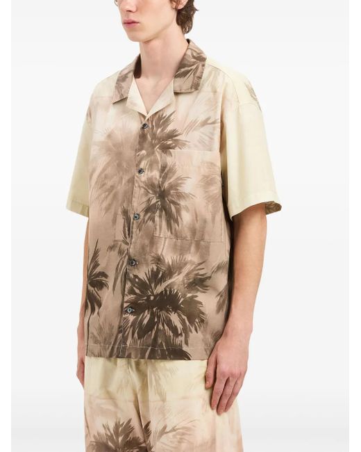 Palm Angels Natural Mini Sunset Palms Bowling Shirt For for men