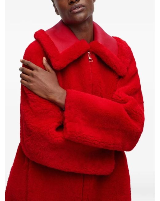 Boss Red Shearling-Texture Zip-Up Coat