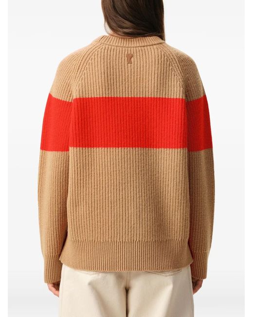 Pull En Laine À Coutures Croisées AMI en coloris Orange