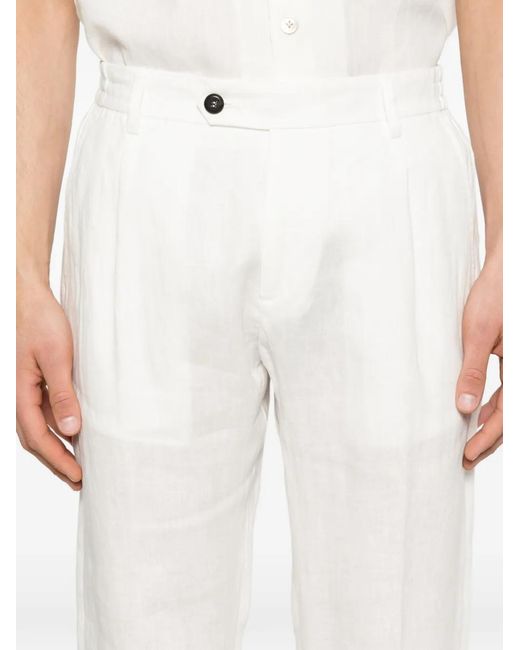 Eleventy White Pleated Trousers for men