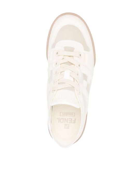 Fendi White Logo Embossed Sneakers